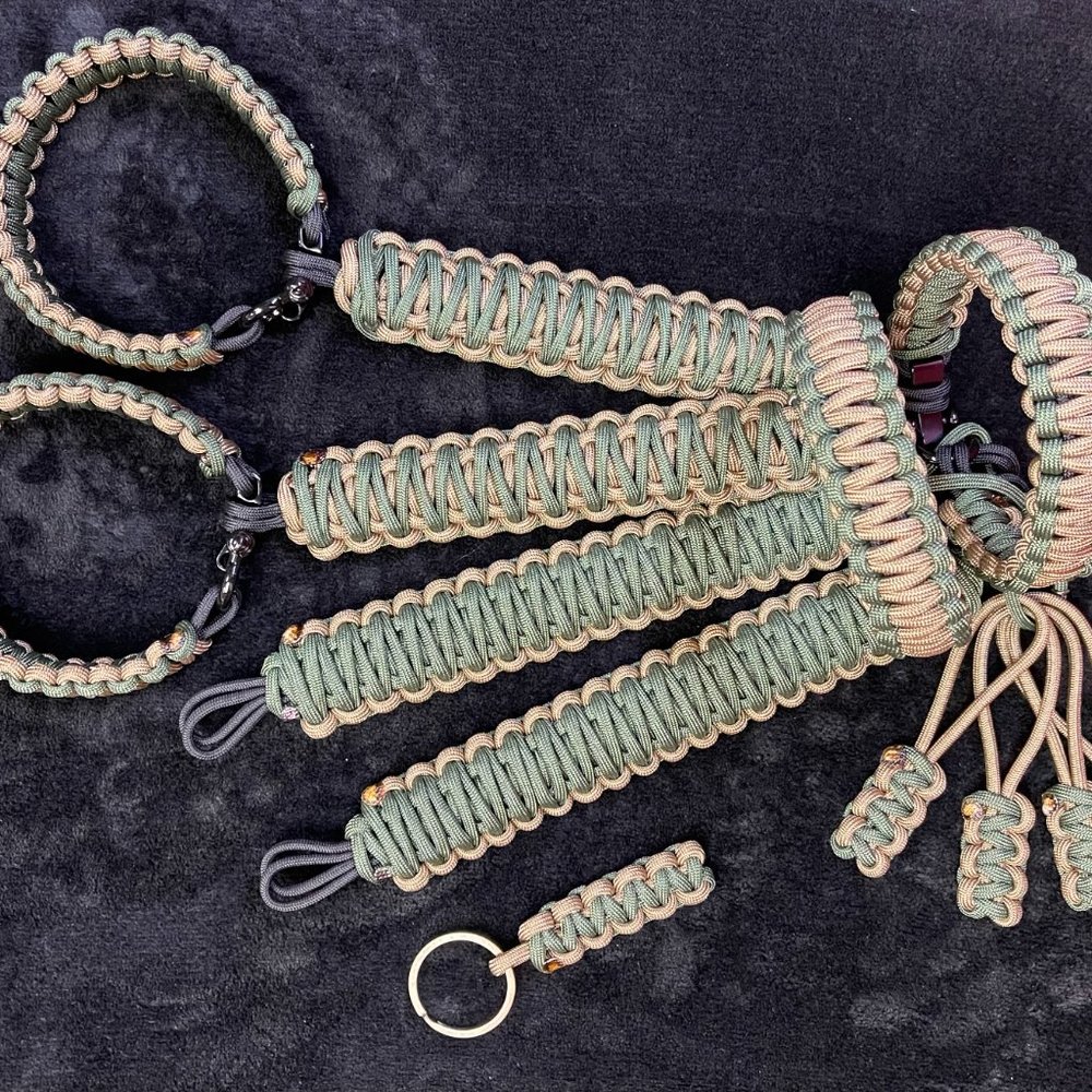 Brand New Handmade Tan & Olive Green Paracord Grab Handles for use in a Wrangler